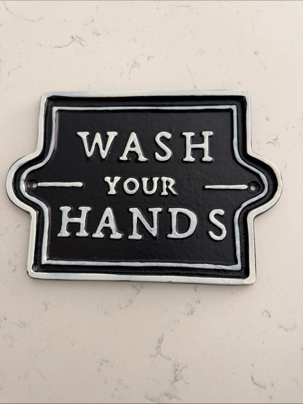 Hearth & Hand Black and White 'Wash Your Hands' Bathroom Plaque